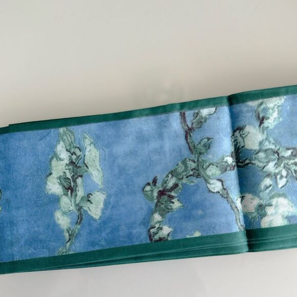 Floral Blue and Green Scarf A1195 - Picture 3 of 3